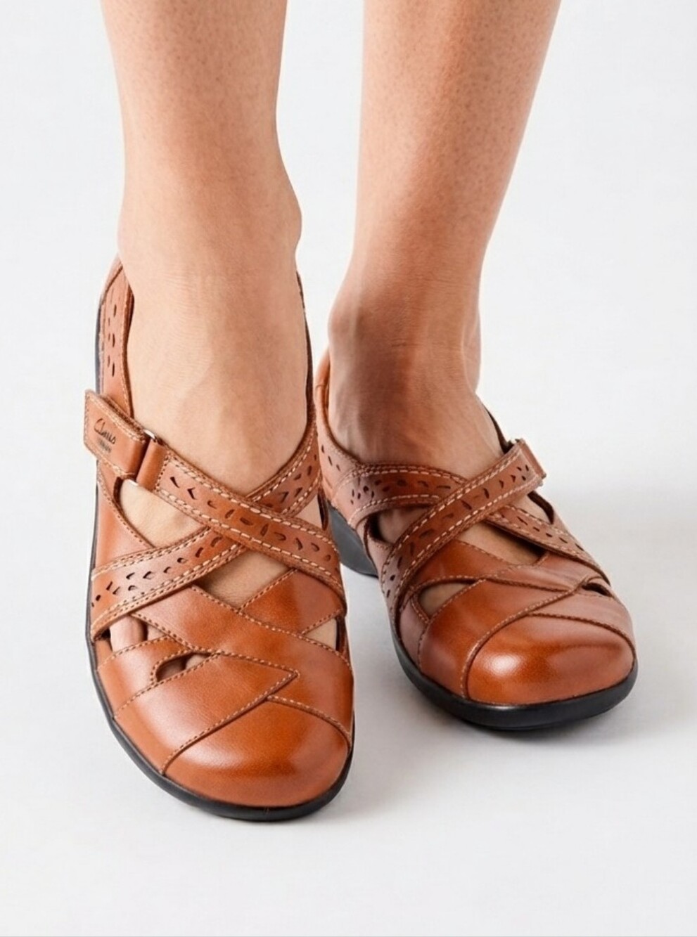 Clarks Bendables Ashland Spin Q Mary Jane Leather Comfort Shoes size 8.5 Brown